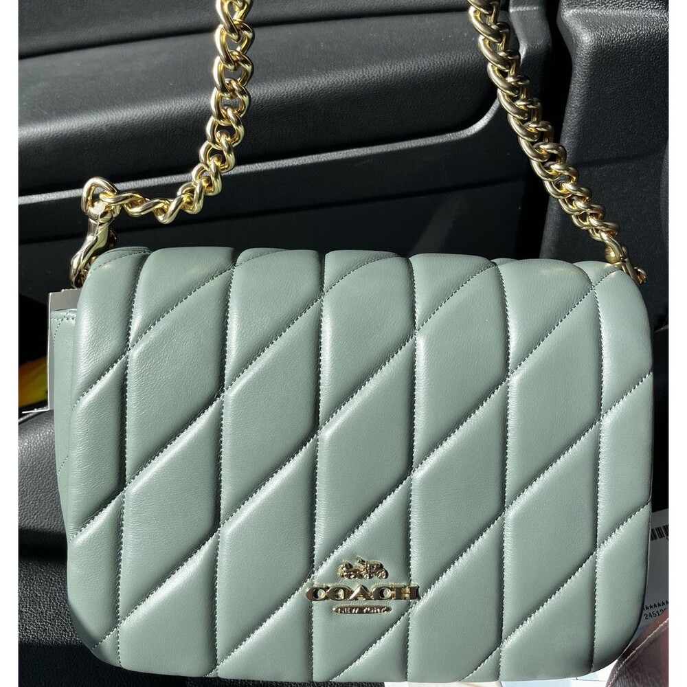 Coach Sage Green Quinn Quilted Quilting Shoulder Crossbody Bag purse CY663 NWT